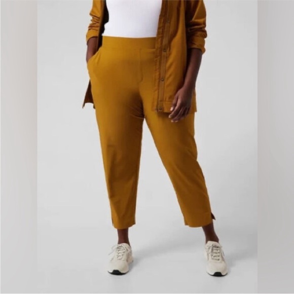 ATHLETA Brooklyn Textured Ankle Pants yellow - Picture 1 of 9